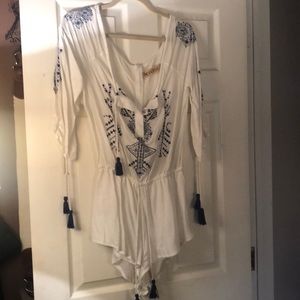 Blue and White Romper